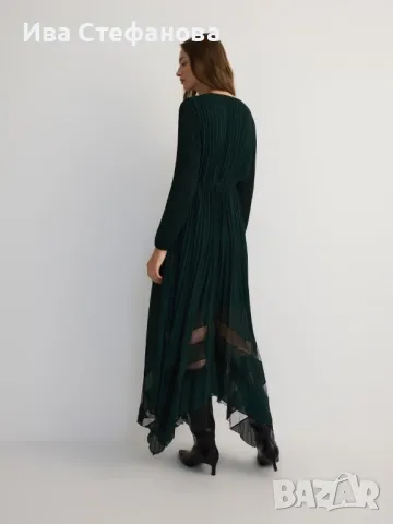 Wow 🤩 Разкошна нова  плисирана плисе солей тъмно зелена елегантна дълга рокля, снимка 5 - Рокли - 48657094