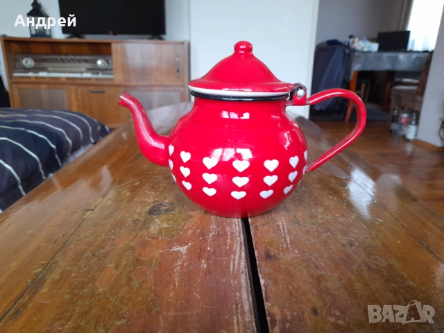 Стар емайлиран чайник #34, снимка 3 - Други ценни предмети - 52171068