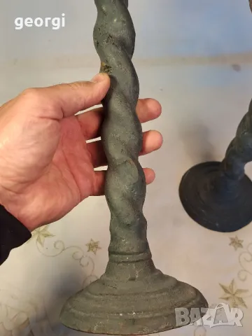 два метални чугунени свещника масив 25/3, снимка 6 - Декорация за дома - 50085443