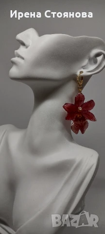Обеци с естествен цвят на мини орхидея Miltonia. Цветче с размери 5/4,5 см. , снимка 3 - Обеци - 51090714