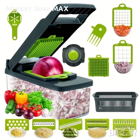 14-в-1 Прецизен Многофункционален Кухненски Чопър с Контейнер и Ножове