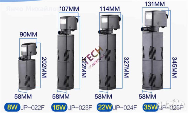 Вътрешен Филтър за аквариум /вътрешна филтрационна помпа 1200L/H - 22W, снимка 3 - Аквариуми - 28515560