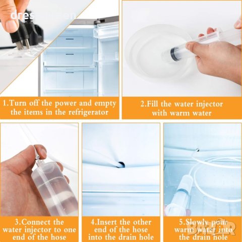 4155 Комплект за почистване на запушен дренаж на хладилник със спринцовка и гъвкава тел с четка, снимка 7 - Други стоки за дома - 44012854