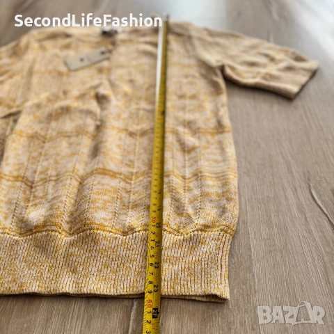 Дамски пуловер Lucky Brand, размер M, жълт, плетен с къс ръкав, снимка 4 - Блузи с дълъг ръкав и пуловери - 53505160