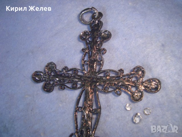 СТАРО ГОРЯМО НАГРЪДНО СРЕБРИСТО АЖУРНО АРТ КРЪСТЧЕ - МЕДАЛЬОН с КРИСТАЛЧЕТА 27458, снимка 12 - Колиета, медальони, синджири - 36953905