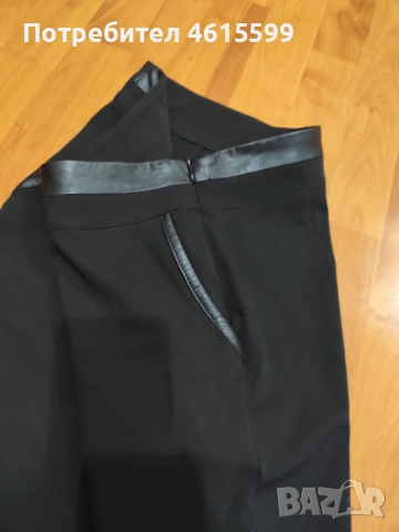 черен панталон с кожа, снимка 6 - Панталони - 53597620