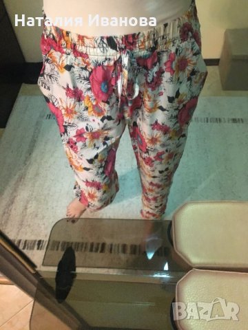 Летен панталон с флорални мотиви, снимка 1 - Панталони - 28860026