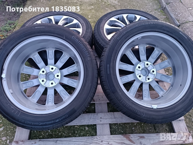 Лети джанти 18ки 5х114.3 Nissan + летни гуми 215/55/18 Continental, снимка 9 - Гуми и джанти - 52593952
