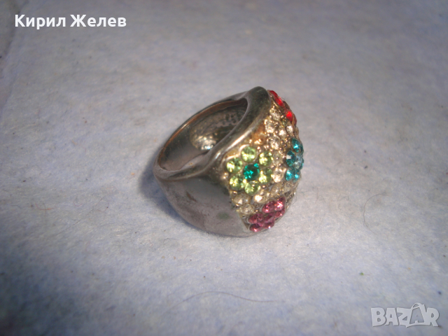 МНОГО КРАСИВ СТАР ФЛОРАЛЕН КРИСТАЛЕН МЕДЕН ПОСРЕБРЕН АРТ ПРЪСТЕН 9914, снимка 6 - Пръстени - 36379761