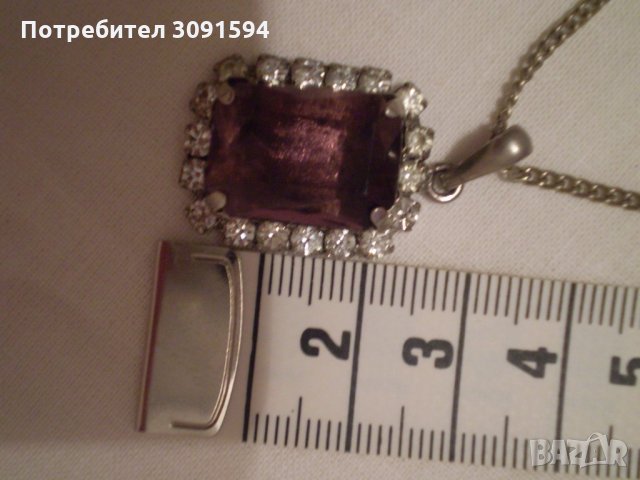 стар дамски медальон лилав и бял шлифован кристал  сребърно покритие, снимка 10 - Антикварни и старинни предмети - 35159934
