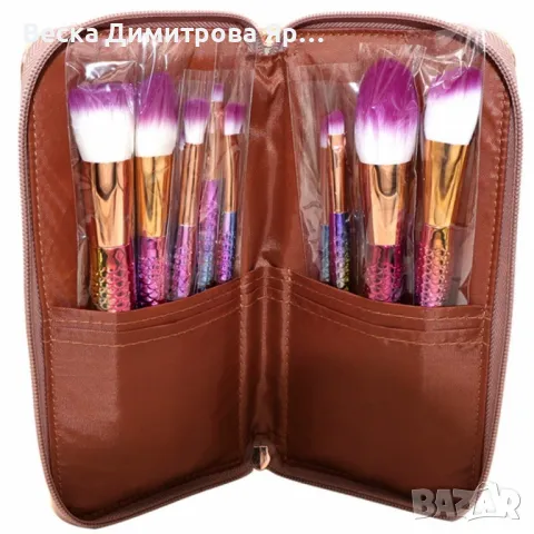 Комплект 10 четки за грим в тубус или чантичка