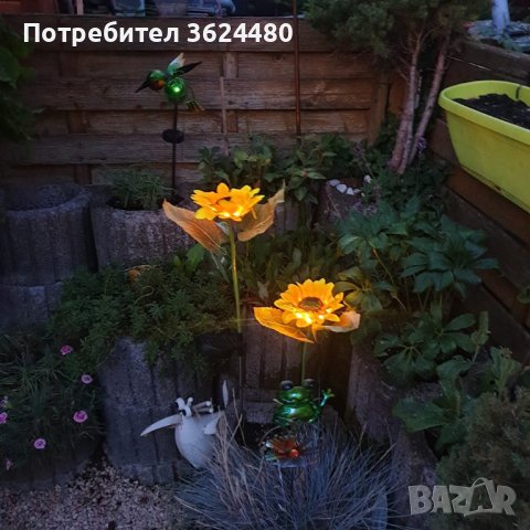 Слънчоглед градинска соларна лампа, снимка 4 - Настолни лампи - 42939283