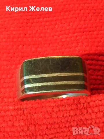 Стар АНГЛИЙСКИ СРЕБЪРЕН РЕТРО АРТ ПРЪСТЕН ОКСИДИРАНО СРЕБРО 925 с РЪЧНО ШЛИФОВАН ЧЕРЕН АХАТ 40628