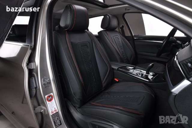 К-т Черна Кожена Тапицерия(Калъфи за Седалки) Подходящ за всички автомобили, снимка 2 - Аксесоари и консумативи - 33229986