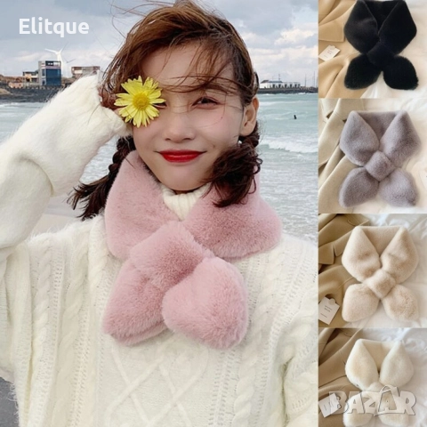 Пухкав дамски шал, имитиращ заешка кожа, снимка 14 - Шалове - 52644549