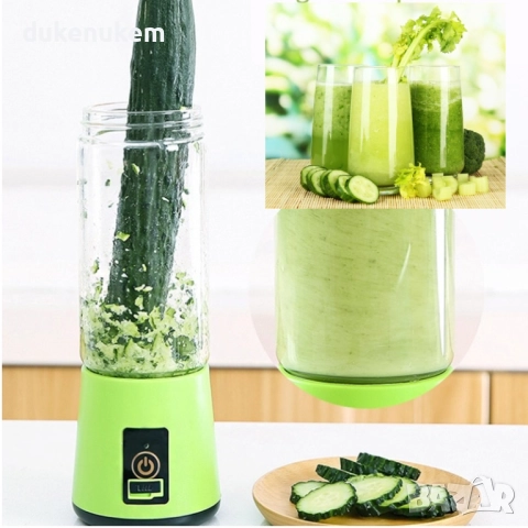 Преносим блендер за плодове и зеленчуци с вградена батерия, USB, снимка 3 - Миксери - 51962566