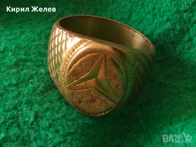 Пръстен с ЕМБЛЕМА на МЕРЦЕДЕС стар бронзов ПОЗЛАТЕН РЪЧНА ВИНТИДЖ ИЗРАБОТКА 72381, снимка 7 - Антикварни и старинни предмети - 33370329