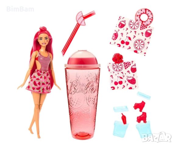 Оригинална ароматизирана кукла в чаша Barbie® Pop Reveal™ Fruit Series - диня / 8 изненади, снимка 2 - Кукли - 43238529