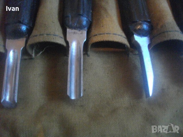 Старо Качество Профи Комплект Ръчни Длета За Дърворезба и Струг-Полукръг,Скосени,Прави-Калъф Брезент, снимка 7 - Други инструменти - 43395050