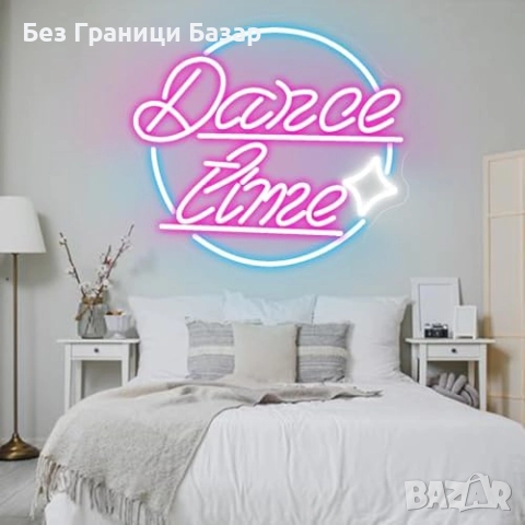 Нов Розов Dance Time Неон за Спалня Студио Бар USB Осветление Led 36см, снимка 4 - Лед осветление - 51492755