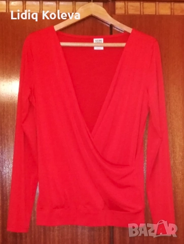 Дамска блуза с червен цвят, снимка 4 - Блузи с дълъг ръкав и пуловери - 51446593