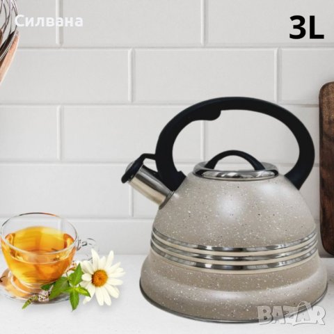 Луксозен чайник от неръждаема стомана и мраморно покритие, 3L, снимка 1 - Други - 44060725