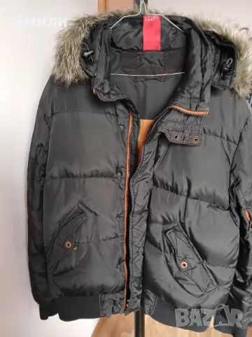 Мъжко пухено черно яке с качулка , снимка 3 - Якета - 49887875