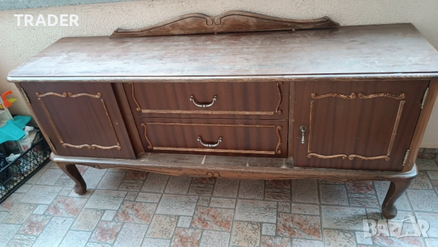 винтидж ретро шкаф за телевизор скрин холова секция с декоративни елементи, снимка 8 - Шкафове - 40374963