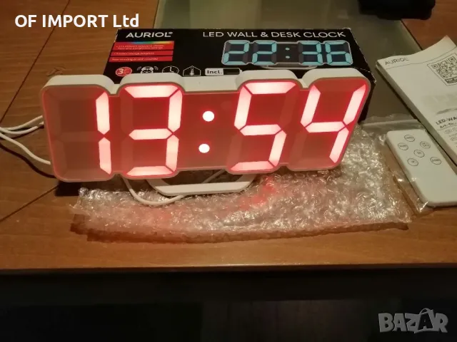 3D LED Дигитален Стенен или Настолен Часовник AURIOL, снимка 4 - Други стоки за дома - 49916300