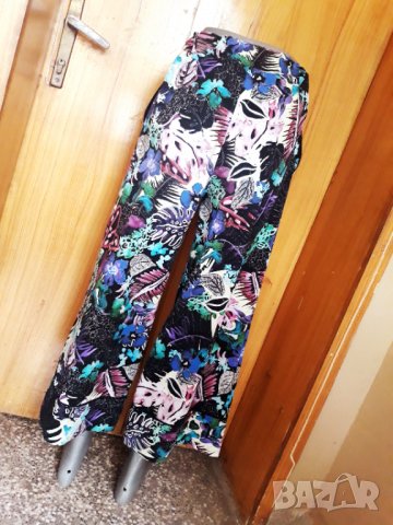 Многоцветен летен панталон висока талия с широки крачоли С, снимка 3 - Къси панталони и бермуди - 33564984