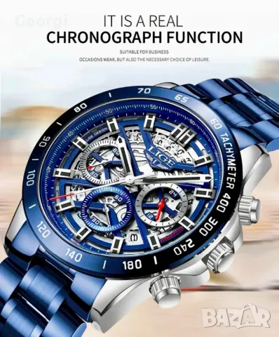 Мъжки спортно/елегантен кварцов часовник LIGE*Black Edition* Хронограф!, снимка 11 - Мъжки - 49526992