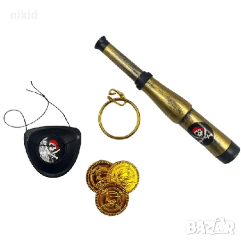 Пиратски далекоглед око пиратско монети обеца обица парти костюм облекло пират играчки аксесоари, снимка 2 - Други - 49172180