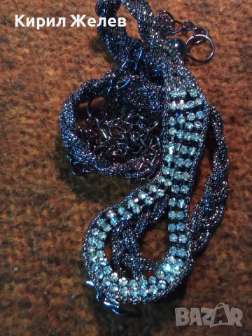 ШАРМАНТНО СРЕБРИСТО ФЕШЪН АРТ ДАМСКО КОЛАНЧЕ с ИСКРЯЩИ КРИСТАЛИ 47369, снимка 10 - Колани - 47336262