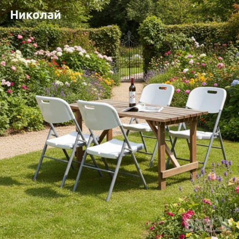 Комплект 4 броя сгъваеми кетъринг столове за градина и събития - удобни и издръжливи