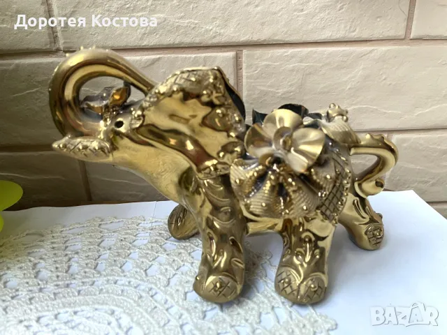 Красив позлатен порцеланов слон от Англия , снимка 5 - Антикварни и старинни предмети - 49742941