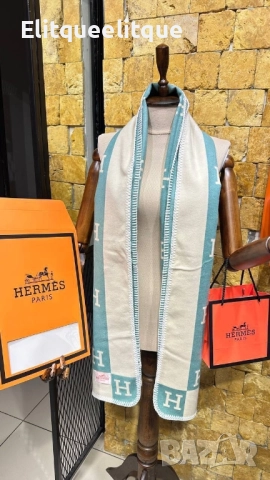шалове 100% Кашмир 2 лица hermes, снимка 5 - Шалове - 52240827