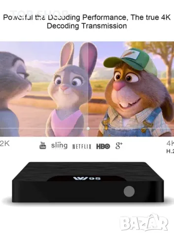 W95 4K Android 7.1 TV Box, Amlogic S905W Quad-Core, 1GB RAM & 8GB ROM, 4K, снимка 2 - Плейъри, домашно кино, прожектори - 48934563