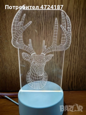 Холограмна 3D LED нощна лампа, 4W, 220V, снимка 4 - Настолни лампи - 53342439