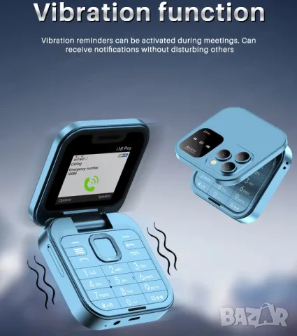 Сгъваем телефон i16 Pro, мини телефон, малък телефон, телефон с капаче, българско меню на български, снимка 14 - Телефони с две сим карти - 50298323