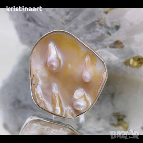 Пръстен с естествен седеф АРТ, снимка 12 - Пръстени - 34919193