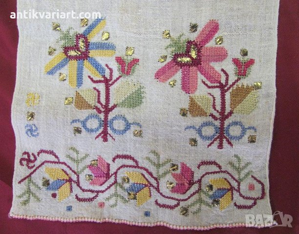 19 век Ръчно Бродирана Кърпа,ислям ,отоман, турска, снимка 3 - Антикварни и старинни предмети - 27402748