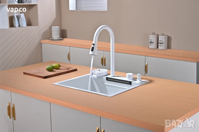 Бяла мултифункционална кухненска мивка 50см, снимка 6 - Мивки - 50954158