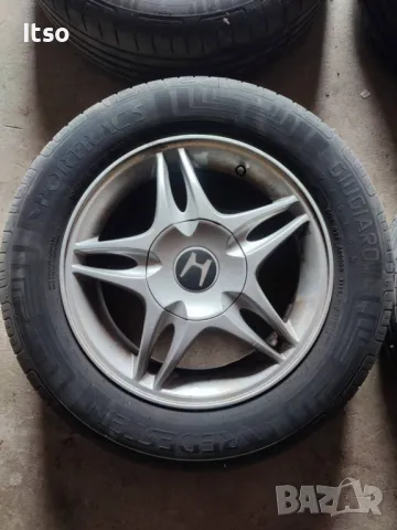 4 алуминиеви джанти 15" 4Х114.3  от Хонда Акорд 6та ген+ 195/65/15 на 5 мм, снимка 5 - Гуми и джанти - 49743702