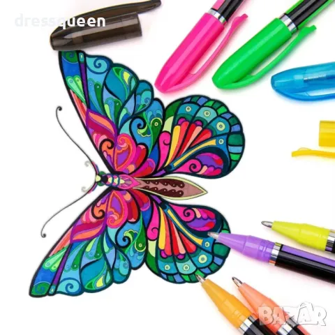 6407-12  Комплект метални гел химикалки – 12 цвята, снимка 2 - Други - 48882607