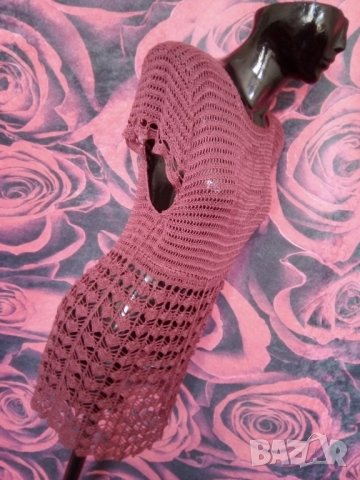 Атрактивна мрежеста туника рокля за плаж Пепел от рози М, снимка 2 - Туники - 37427329
