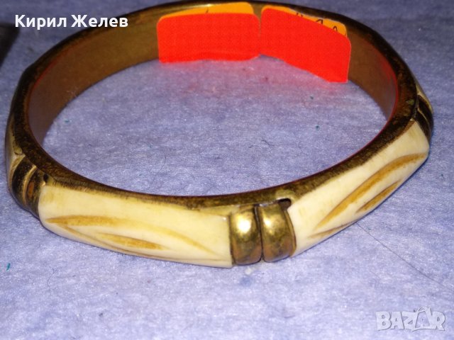 СТАРА БРОНЗОВА ОРИЕНТАЛСКА МАСИВНА ЕТНО ГРИВНА с РОГ / КОСТ МАЙСТОРСКА РАБОТА РЯДКА 37522, снимка 7 - Антикварни и старинни предмети - 40831054