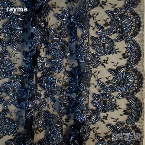 Плат френска дизайнерска 3D дантела черна, снимка 4 - Рокли - 27328385