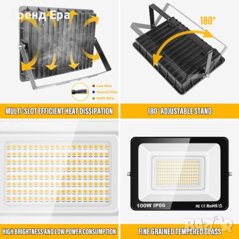 LED прожектор 100W външен, снимка 5 - Прожектори - 50544774