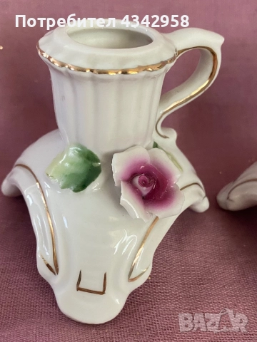 Capodimonte. Антични порцеланови свещници., снимка 2 - Антикварни и старинни предмети - 52141758