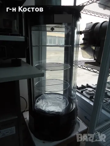 Витрина за торти и сладкарски изделия НОВА настолна кръгла въртяща се цвят черна средно-температур , снимка 3 - Хладилни витрини и фризери - 49252959